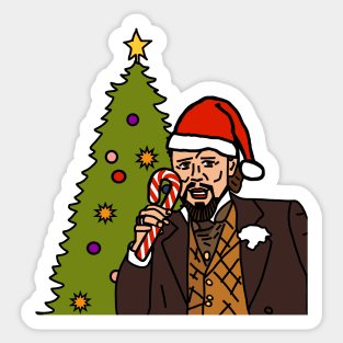 Christmas Laughing Leo Memes Candy Cane and Tree Sticker